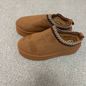 Brown Kids Shoes with Patterned Trim